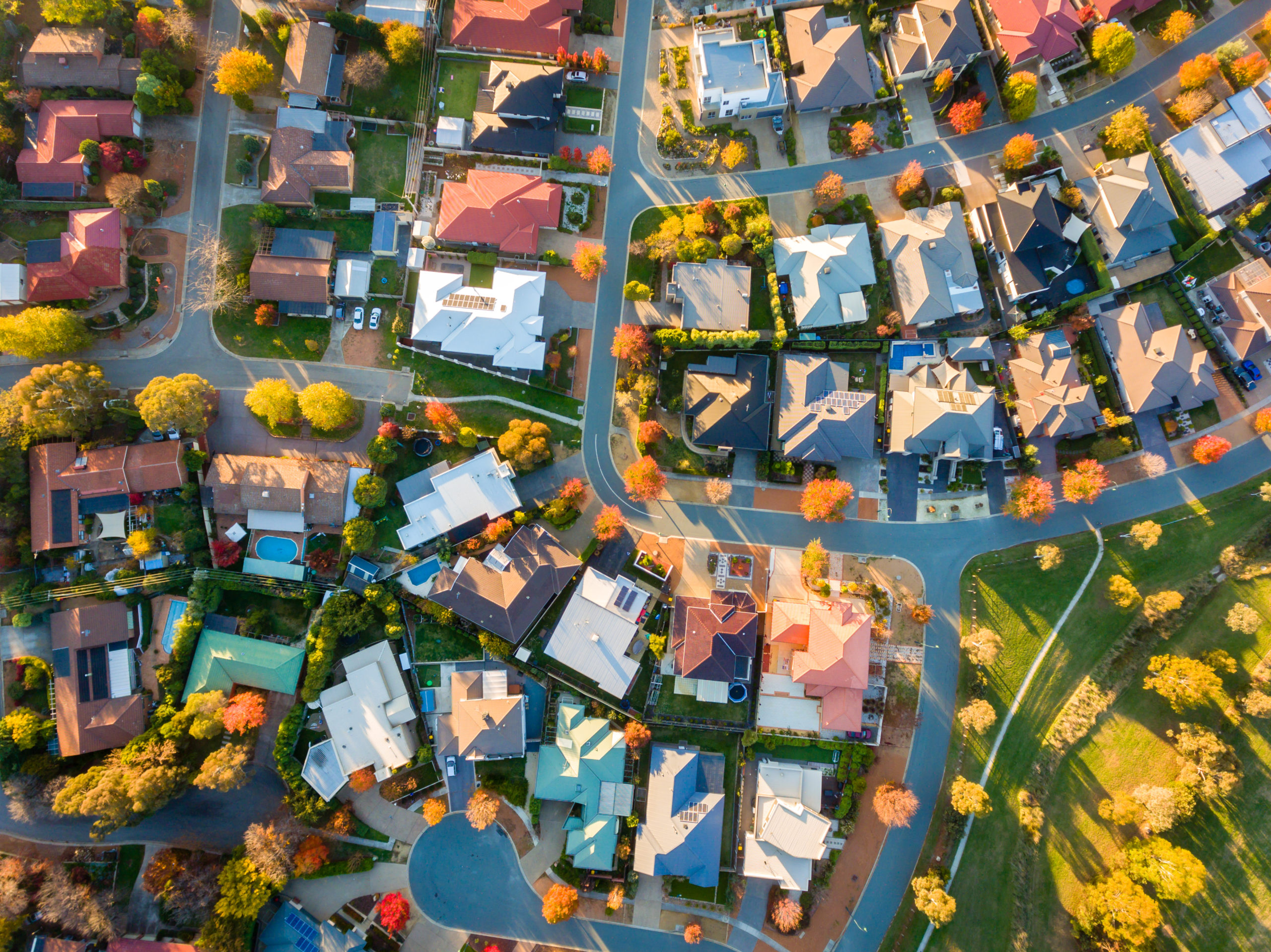 residential neighborhood aerial view